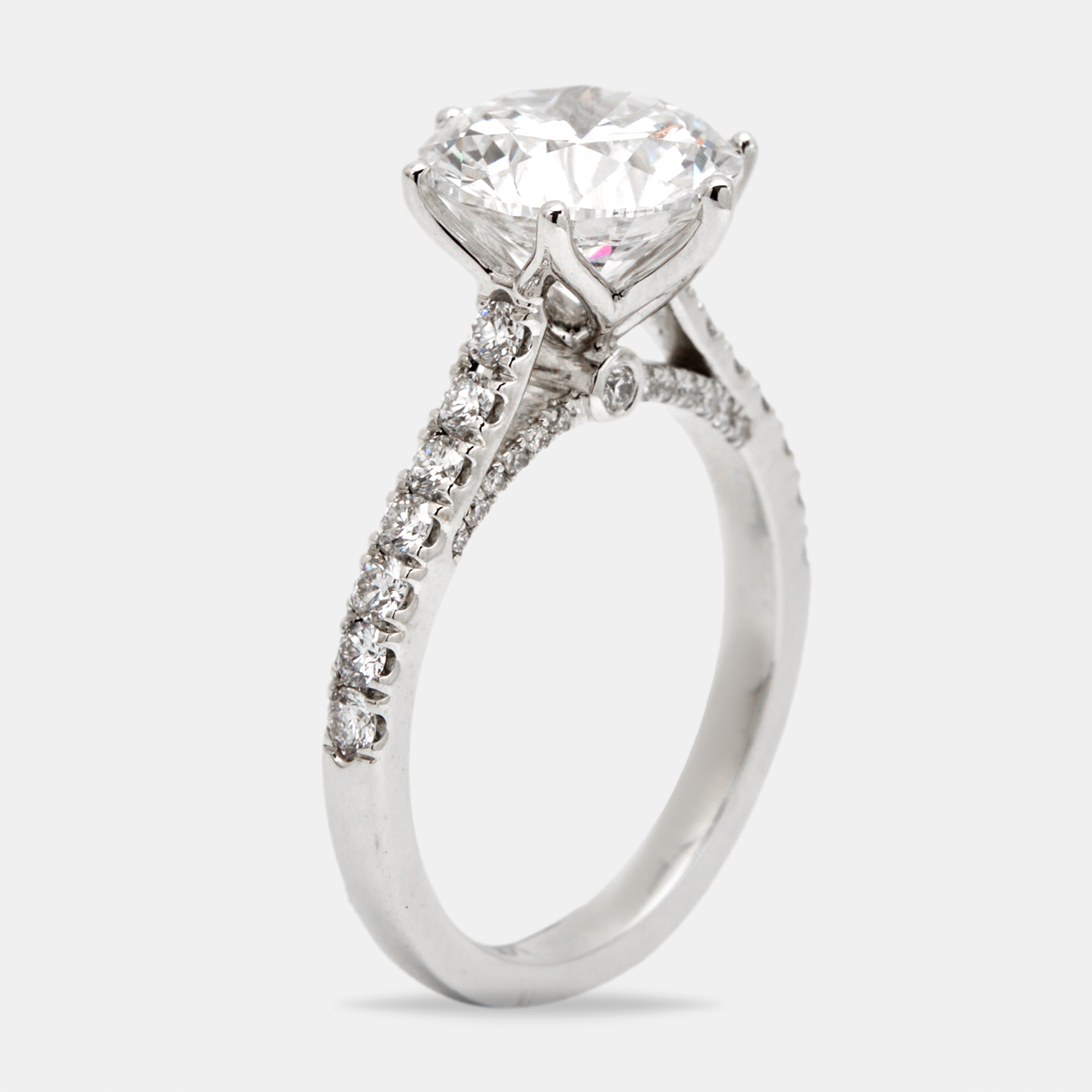 3.65 cts round brilliant lab grown diamond 18k white gold ring size 51