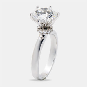 3.00 cts round brilliant cut lab grown diamond 18k white gold ring size 51