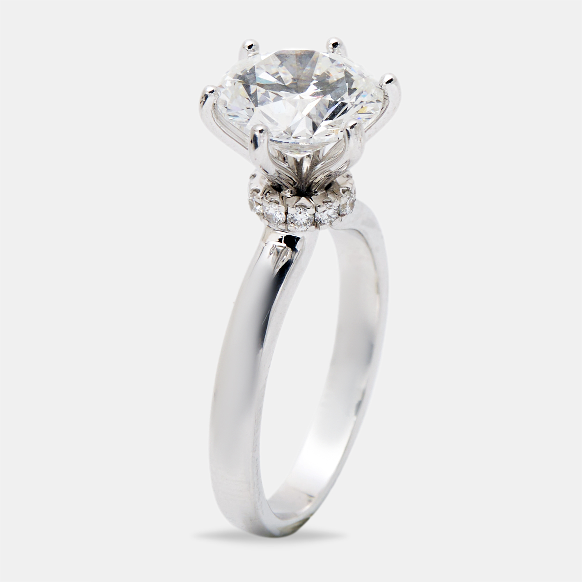 3.00 cts round brilliant cut lab grown diamond 18k white gold ring size 51