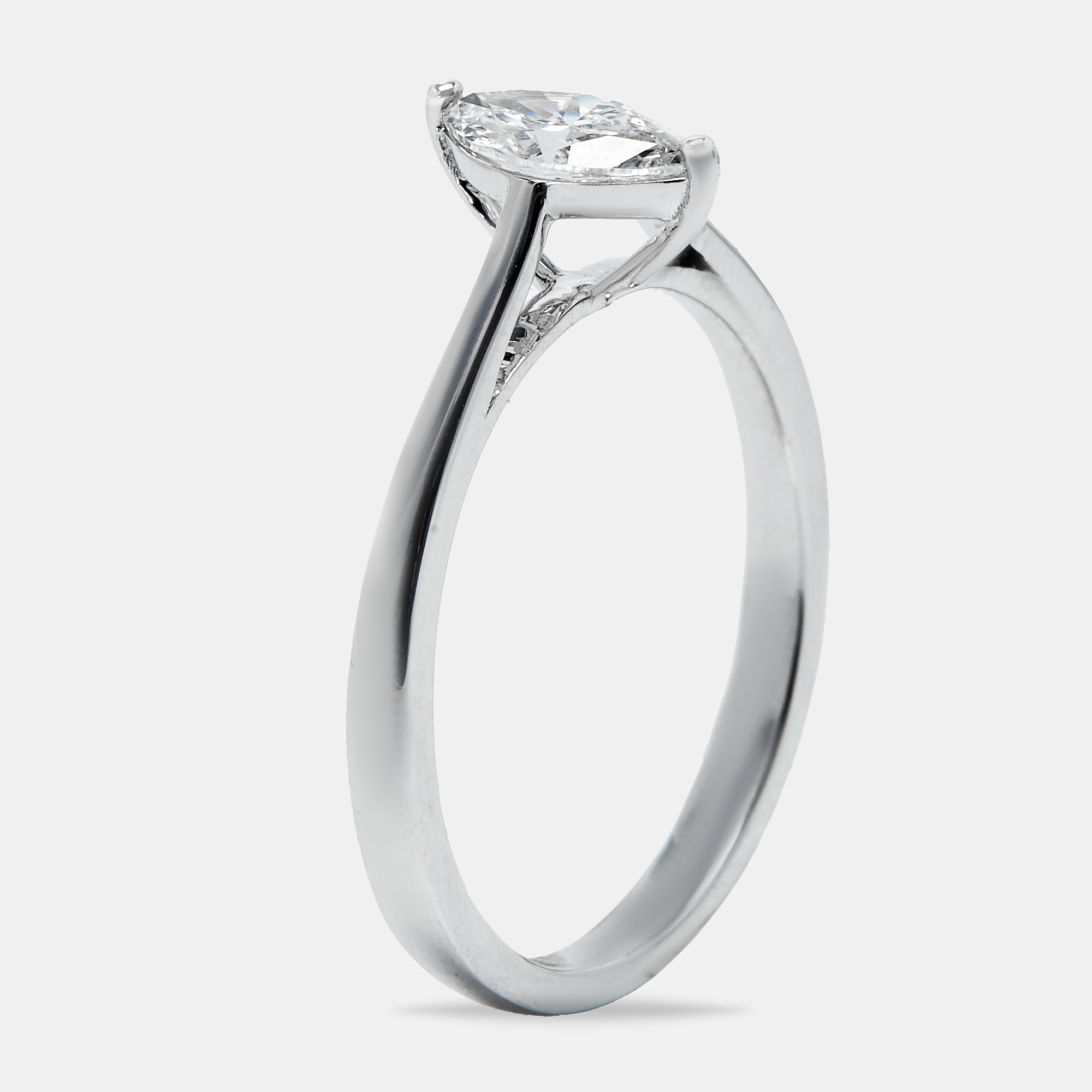 0.50 cts marquise cut lab grown diamond 18k white gold ring size 51