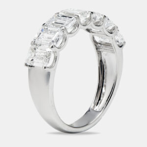 2.95 cts emerald cut lab grown diamond 18k white gold ring size 52