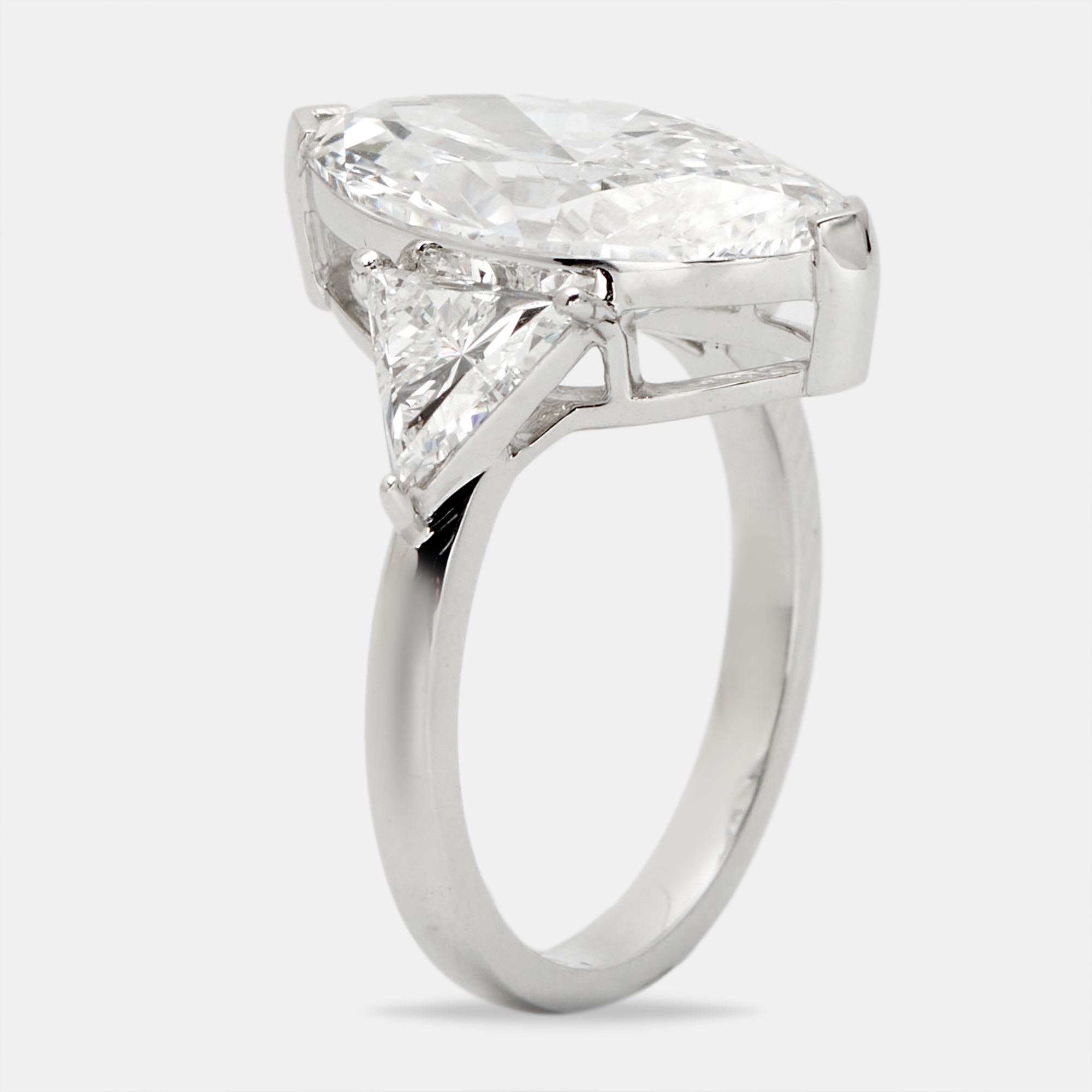 6.00 cts marquise and trillion lab grown diamond 18k white gold ring size 54