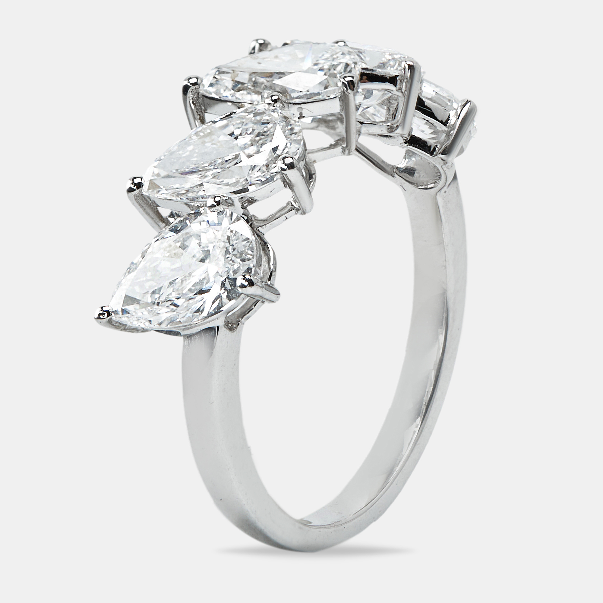 2.50 cts pear brilliant cut 18k lab grown diamond 18k white gold ring size 54