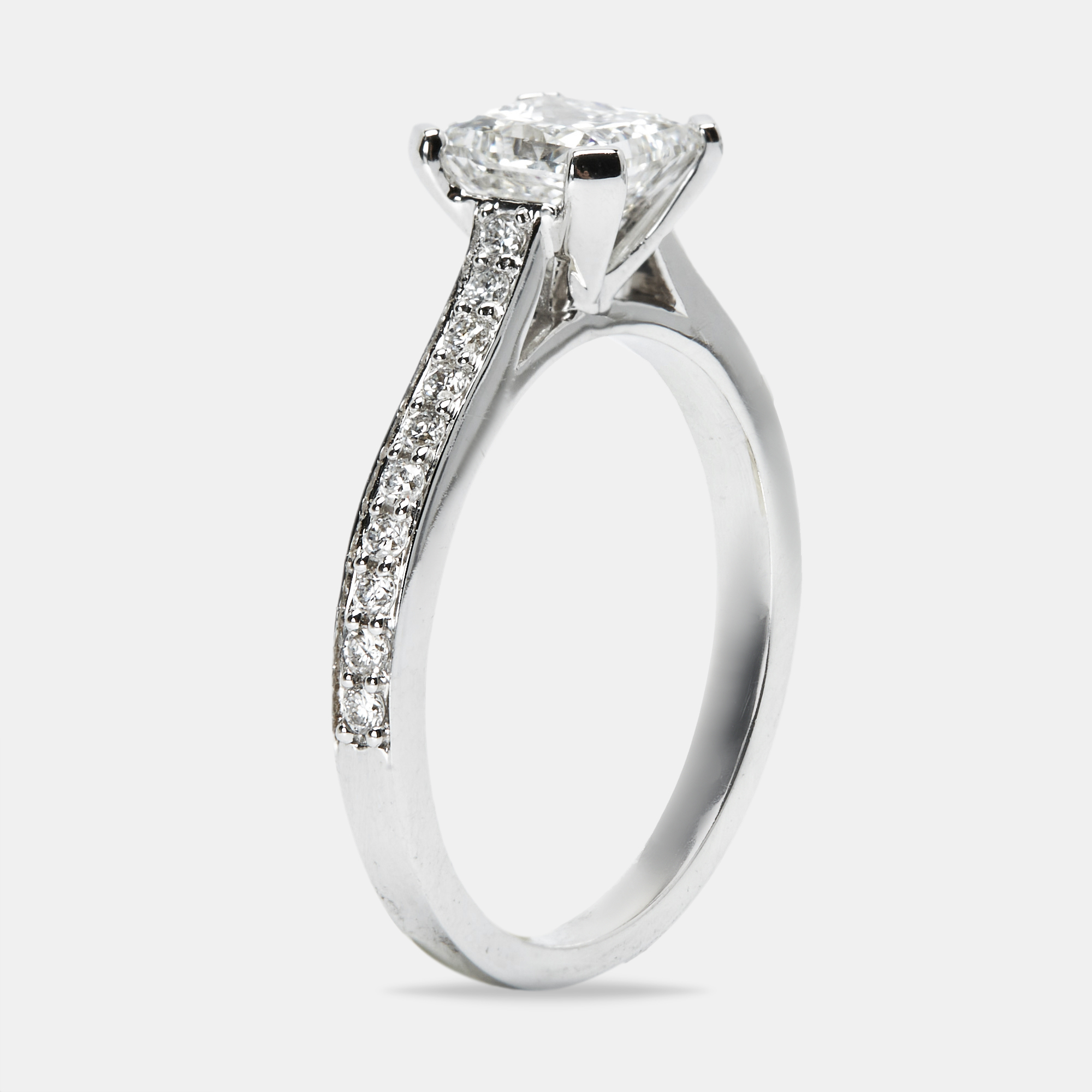 2.40 cts princess and round lab grown diamond 14k white gold ring size 51