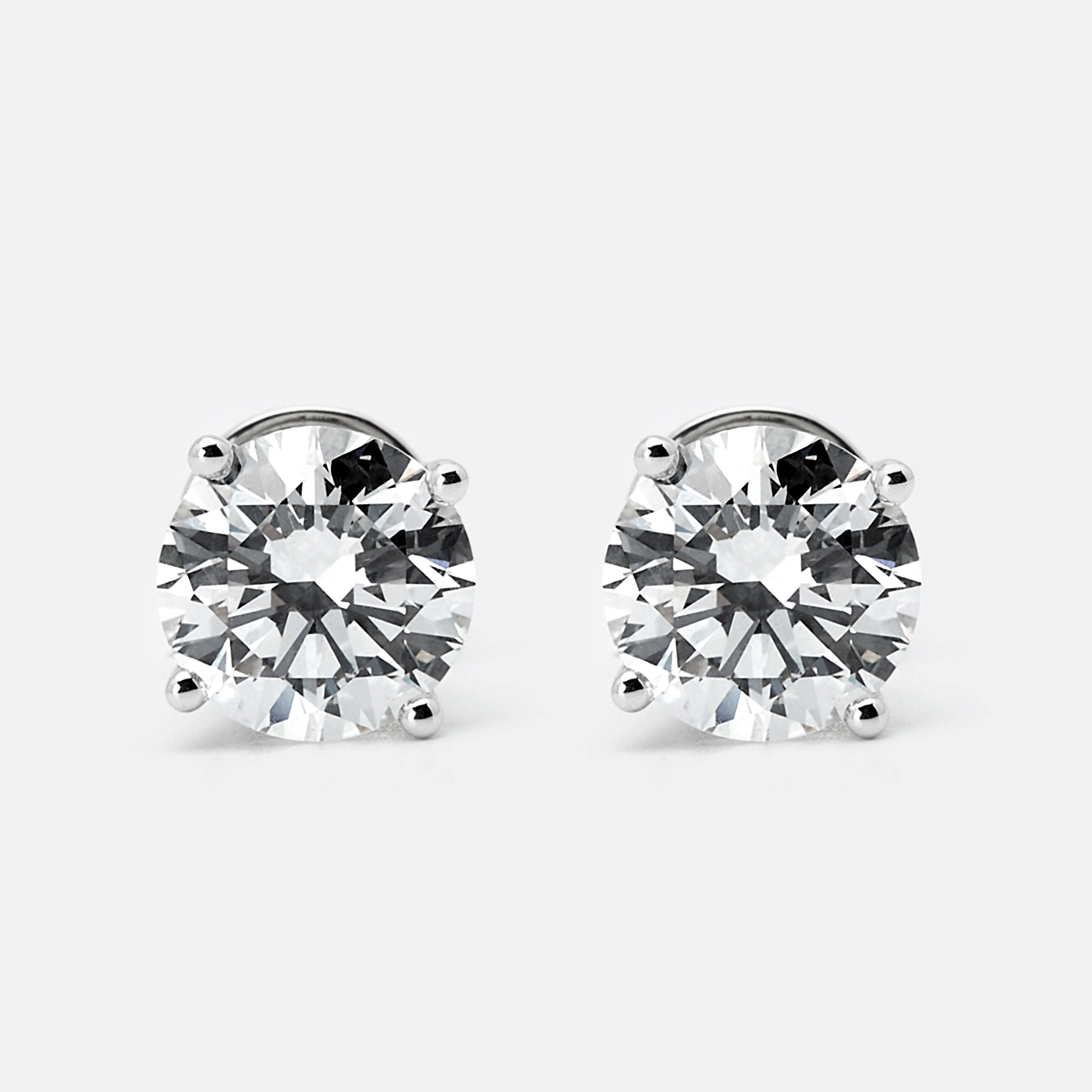 6.00 cts round brilliant cut 18k white gold lab grown diamonds solitaire stud earrings