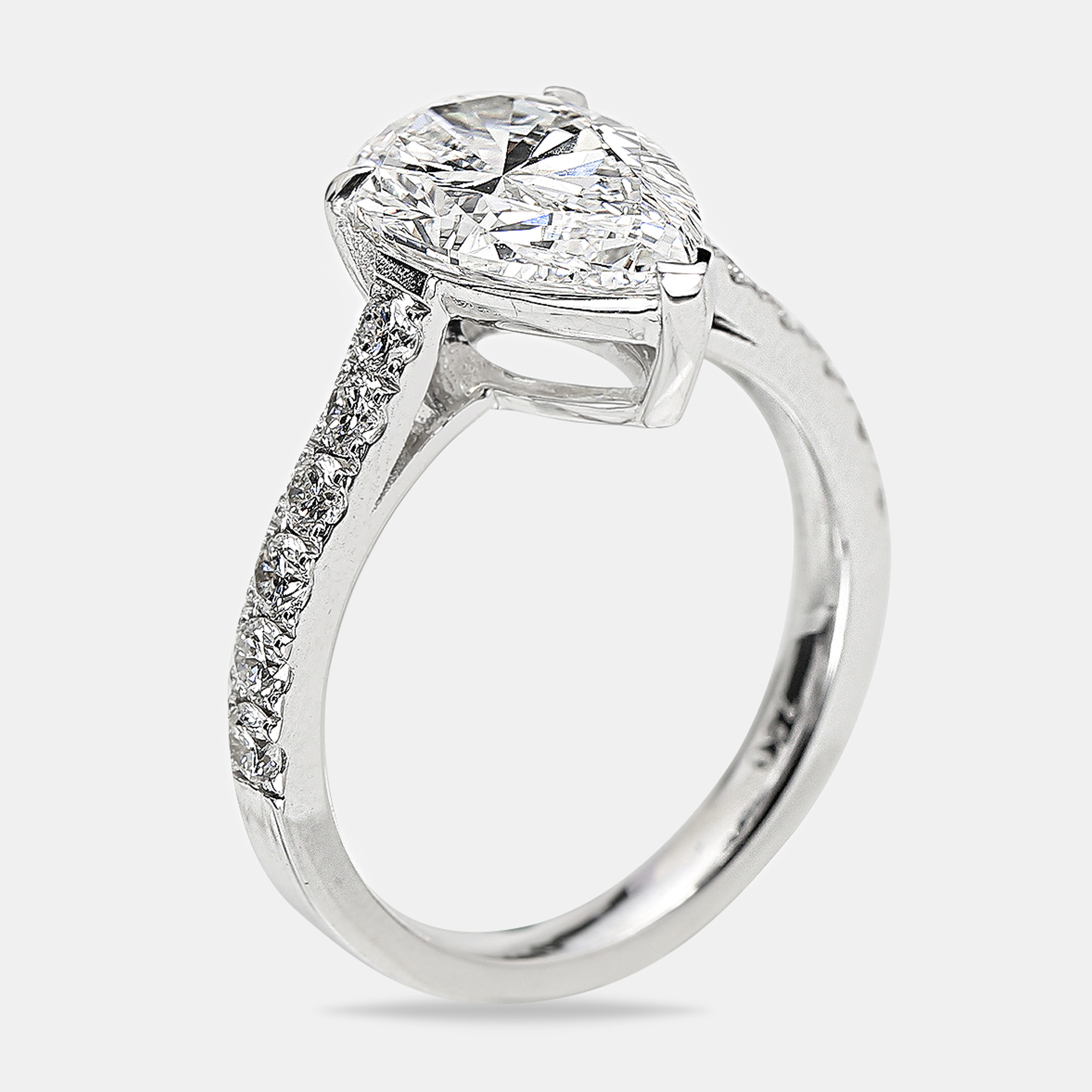 3.50 cts pear brilliant round 18k white gold lab grown diamonds ring size 53
