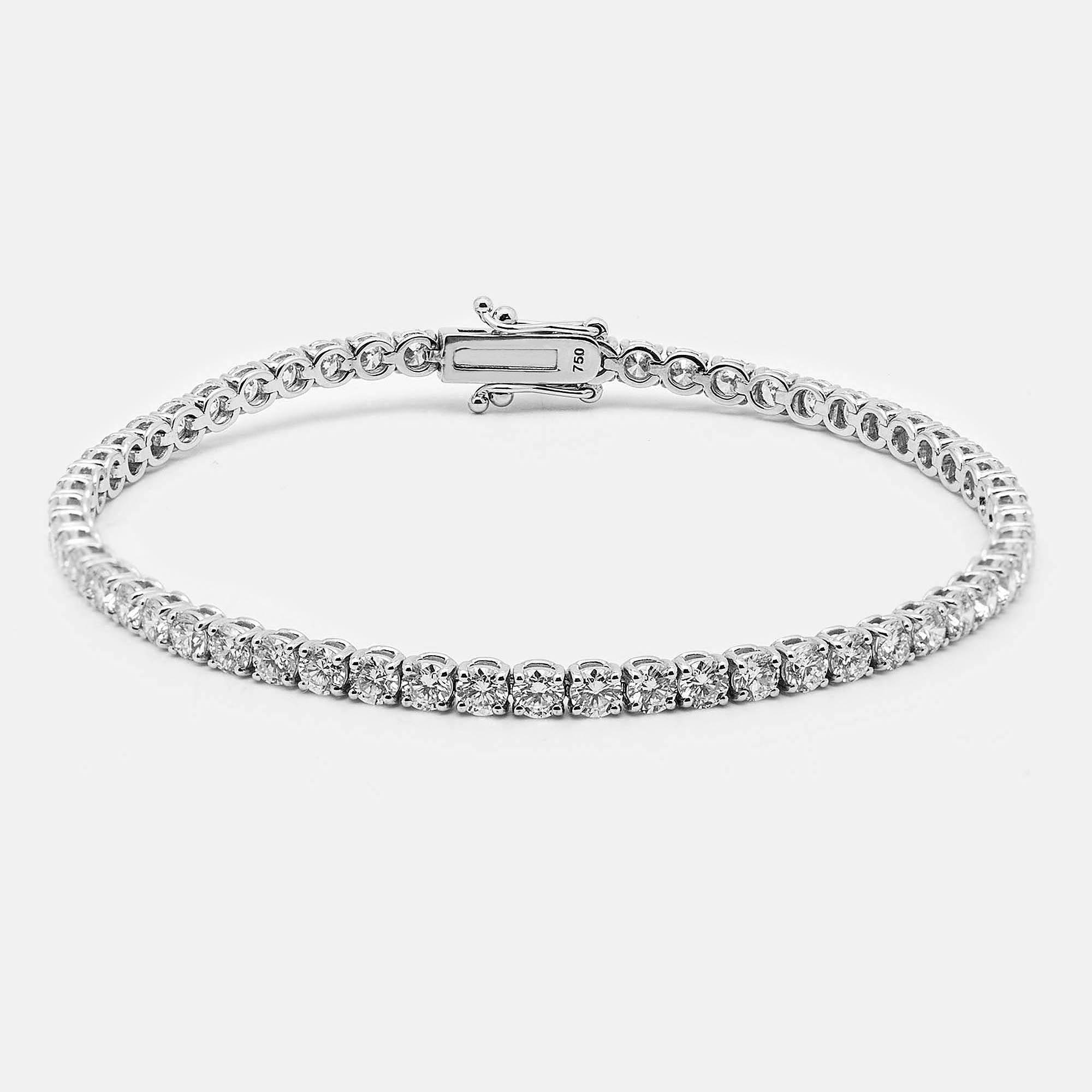 5.6 cts round brilliant cut 18k white gold lab grown diamonds tennis bracelet