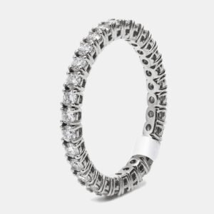 1.00 cts round brilliant lab grown diamond 18k white gold eternity band ring size 53