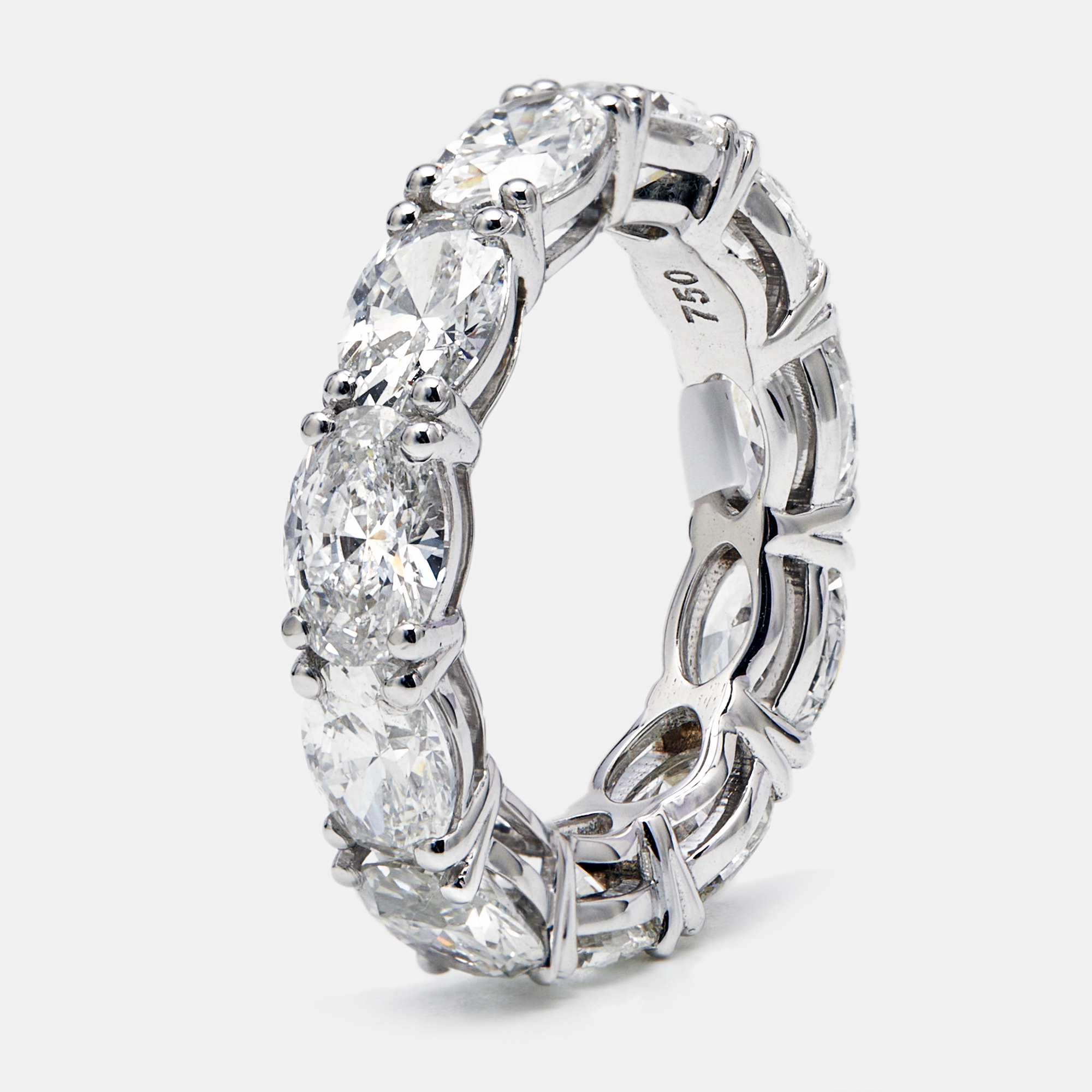 6 cts oval brilliant lab grown diamonds 18k white gold eternity band ring size 53