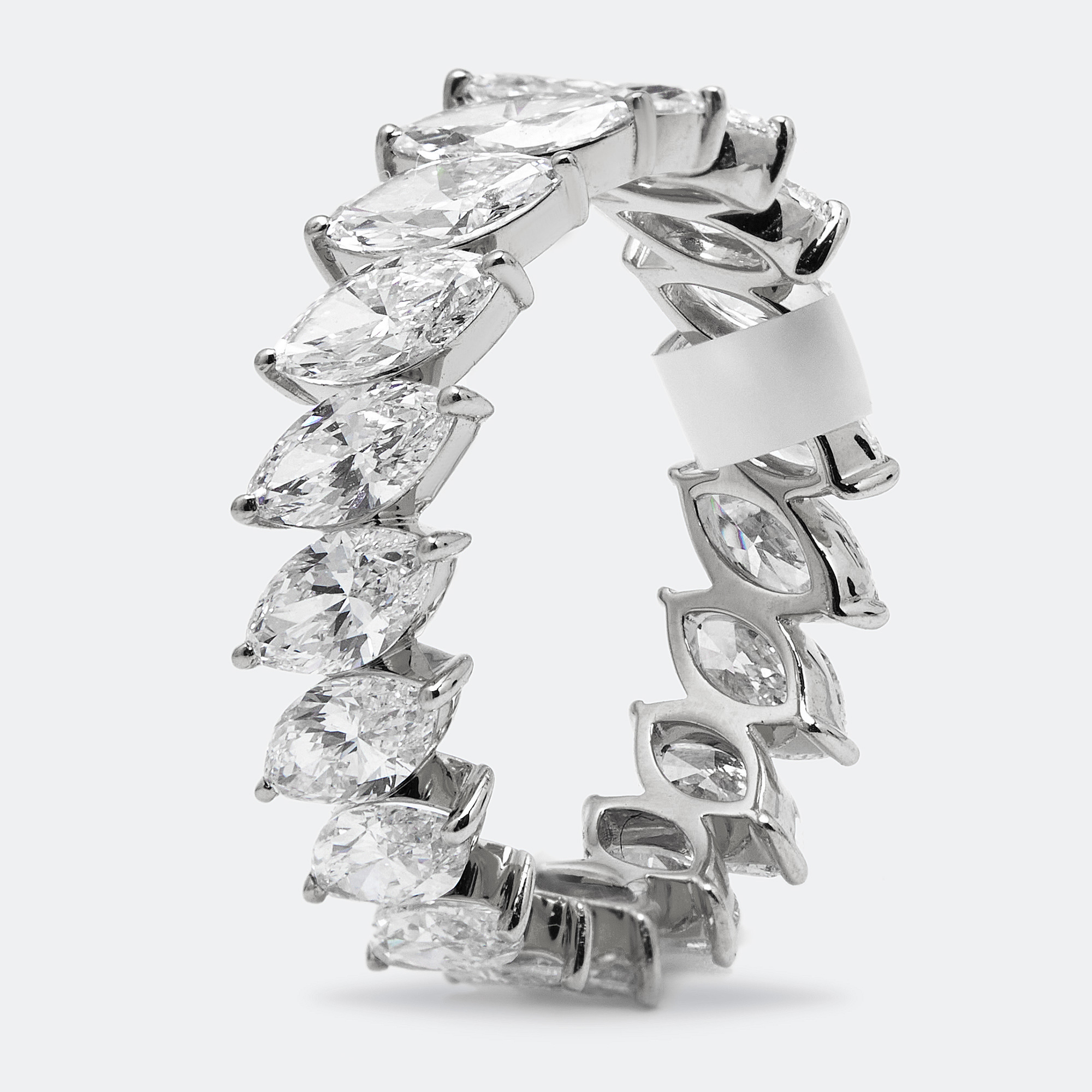 3.80 cts marquise brilliant lab grown diamond 18k white gold eternity band ring size 52