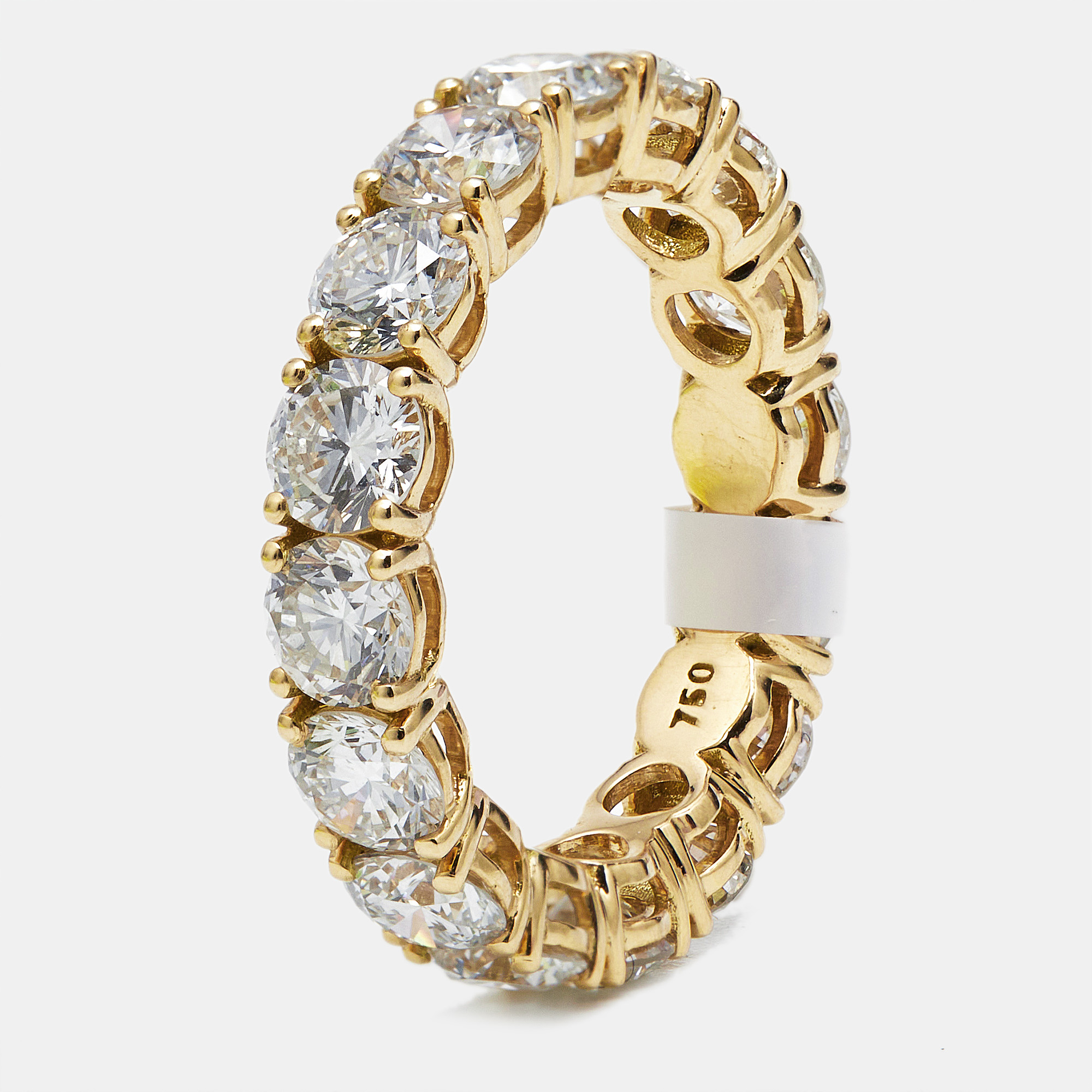 5.00 cts round brilliant lab grown diamonds 18k yellow gold eternity band ring size 52