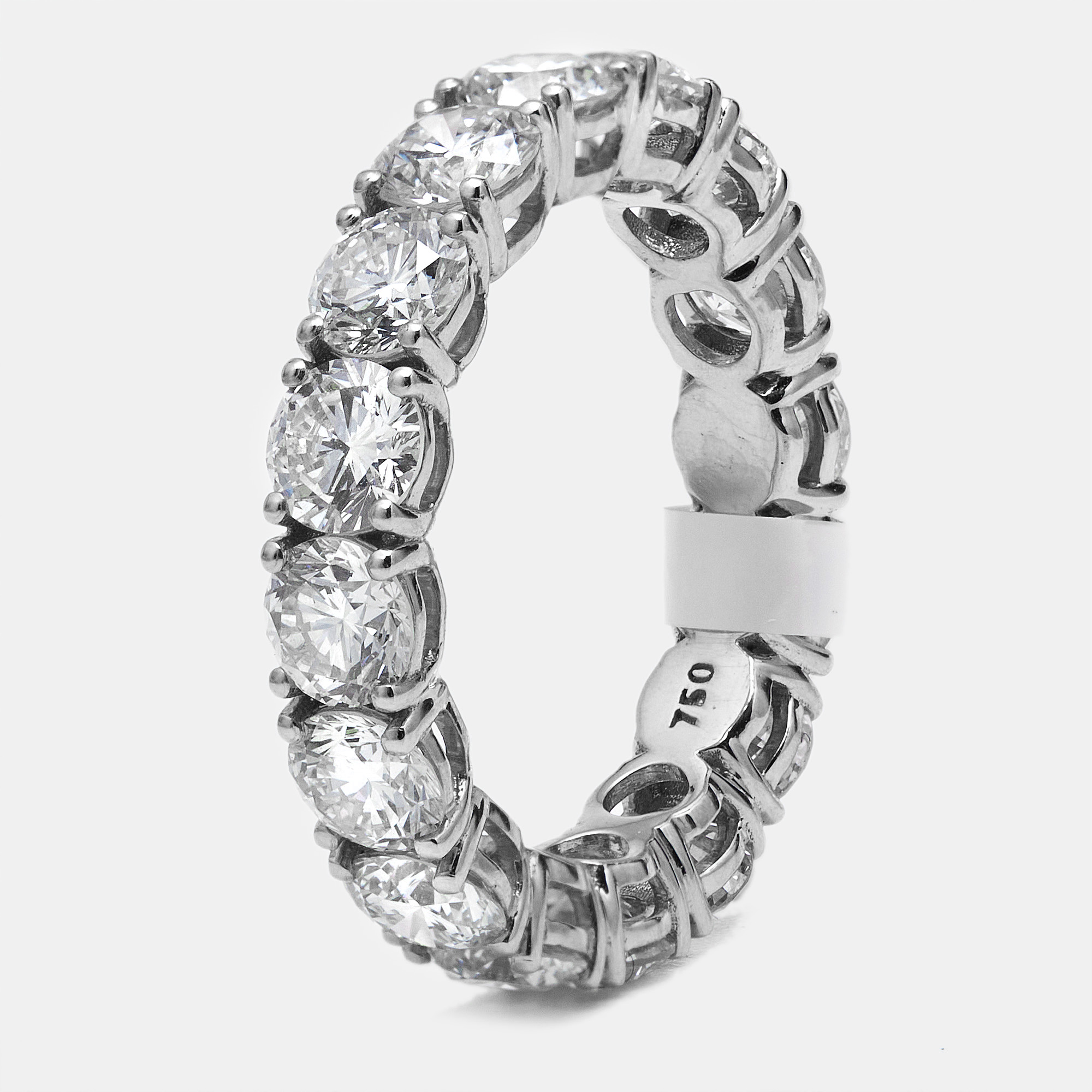 5.00 cts round brilliant lab grown diamonds 18k white gold eternity band ring size 52