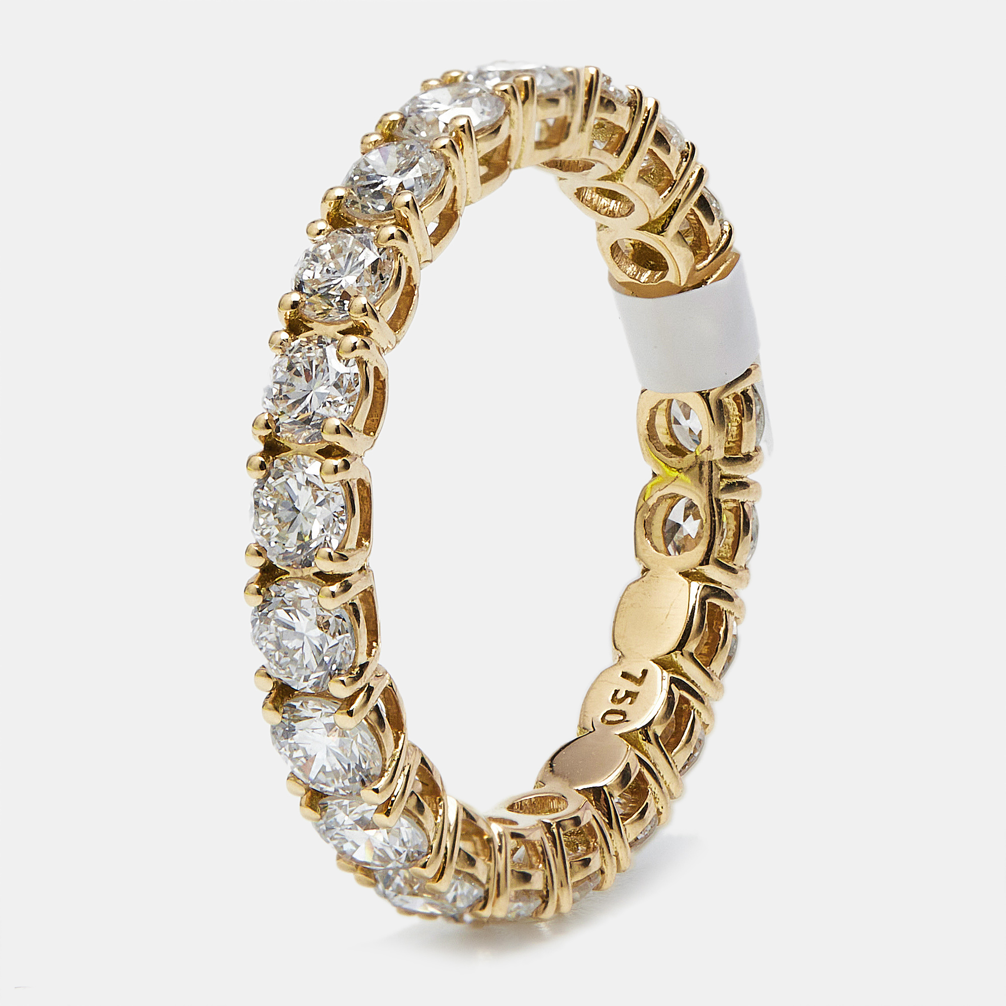 2.25 cts round brilliant lab grown diamonds 18k yellow gold eternity band ring size 52