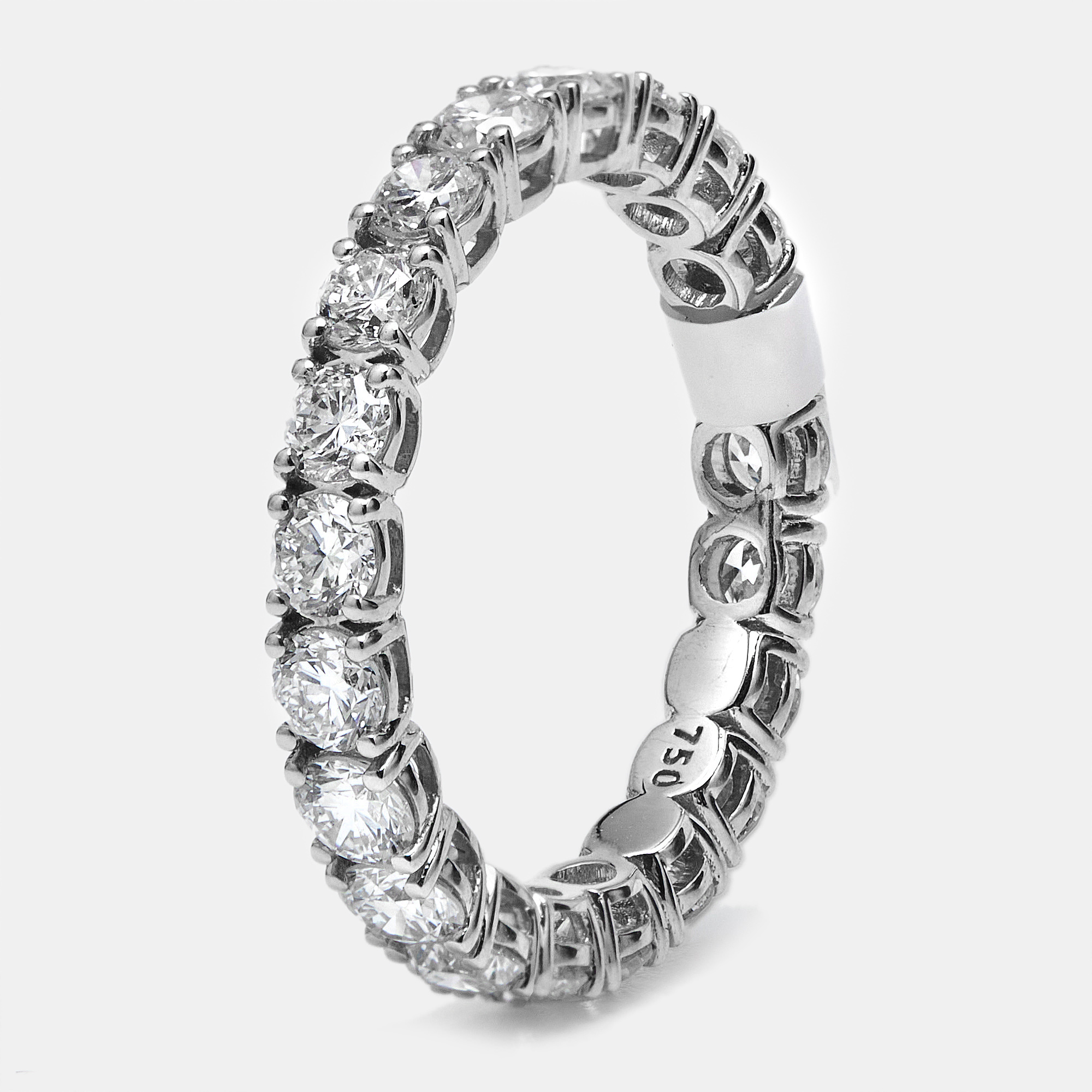 2.25 cts round brilliant lab grown diamonds 18k white gold eternity band ring size 52