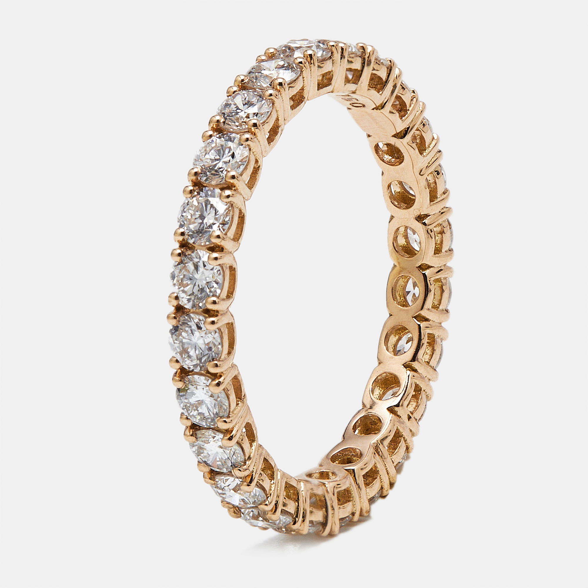 1.25 cts round brilliant lab grown diamonds 18k rose gold eternity band ring size 52