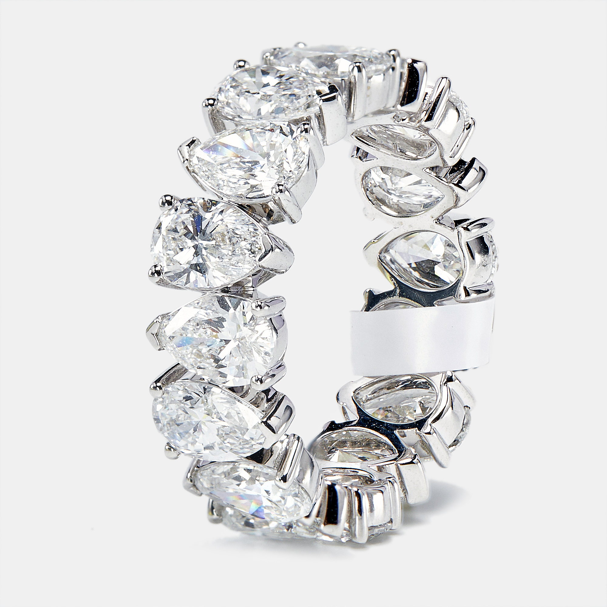 5.8 cts pear brilliant lab grown diamonds 18k white gold eternity band ring size 52
