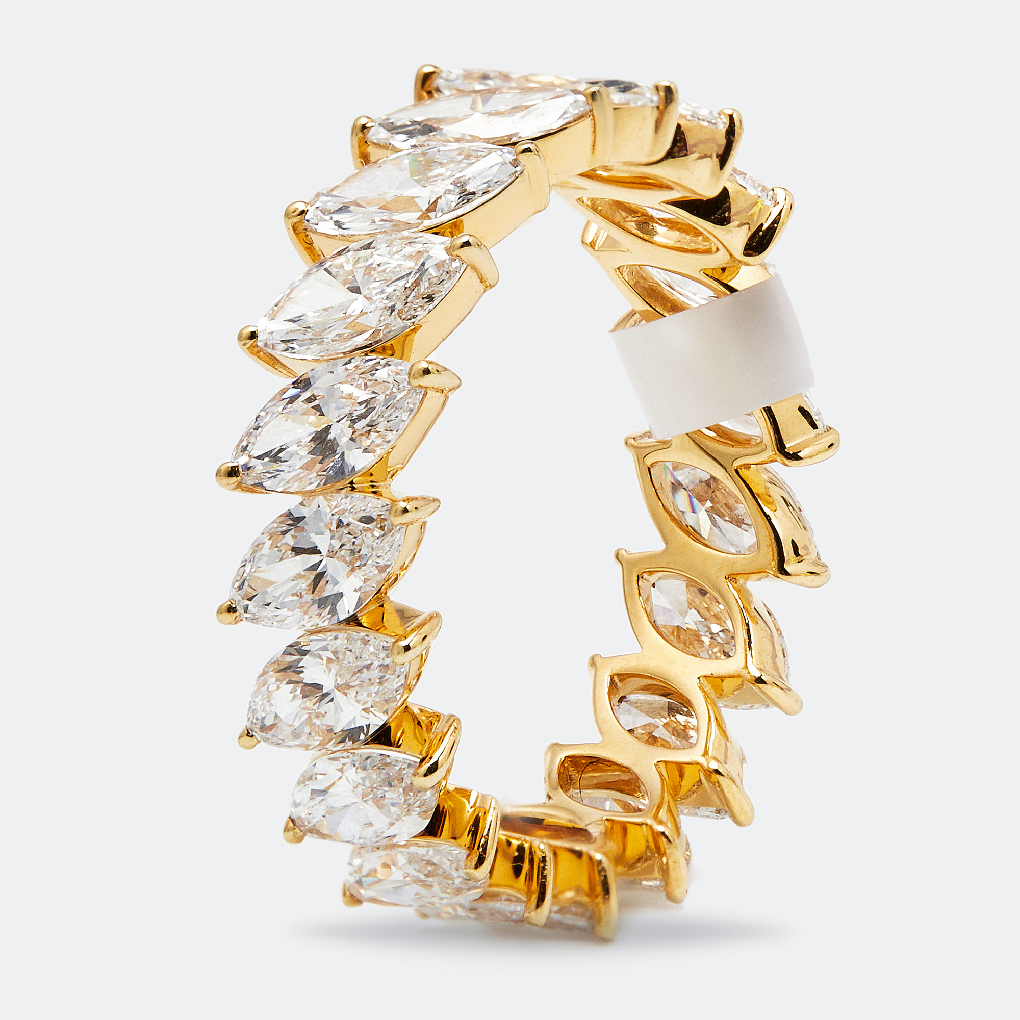 3.80 cts marquise briliant lab grown diamond 18k yellow gold eternity band ring size 54