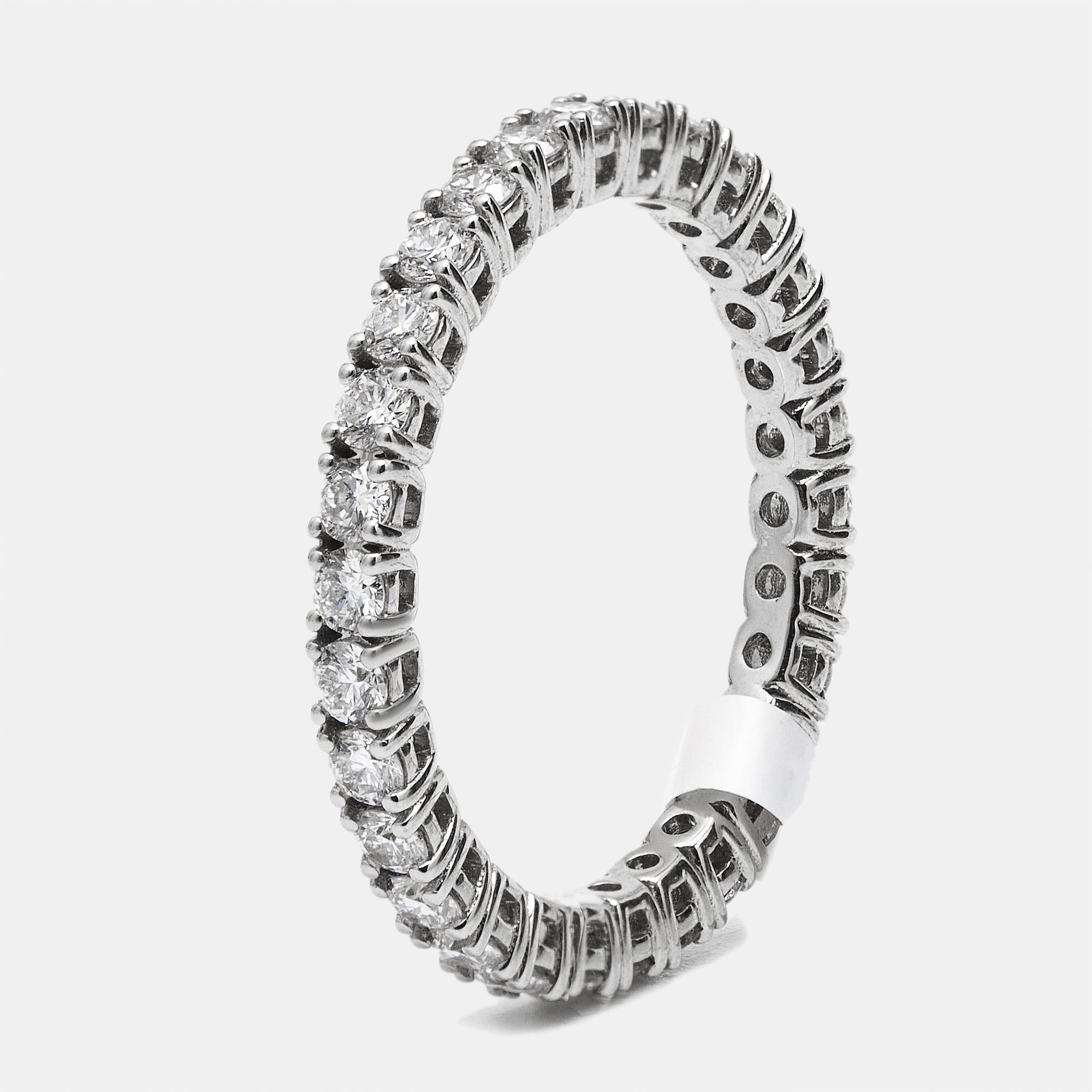1.00 cts round brilliant lab grown diamond 18k white gold eternity band ring size 54