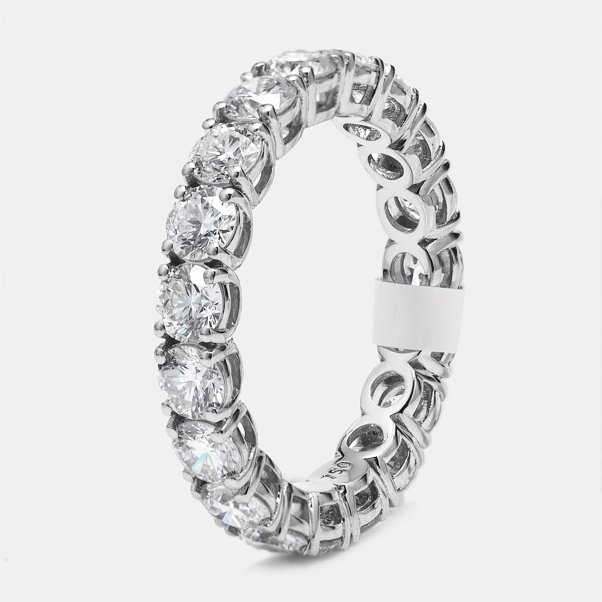 3.00 cts round brilliant lab grown diamonds 18k white gold eternity band ring size 54