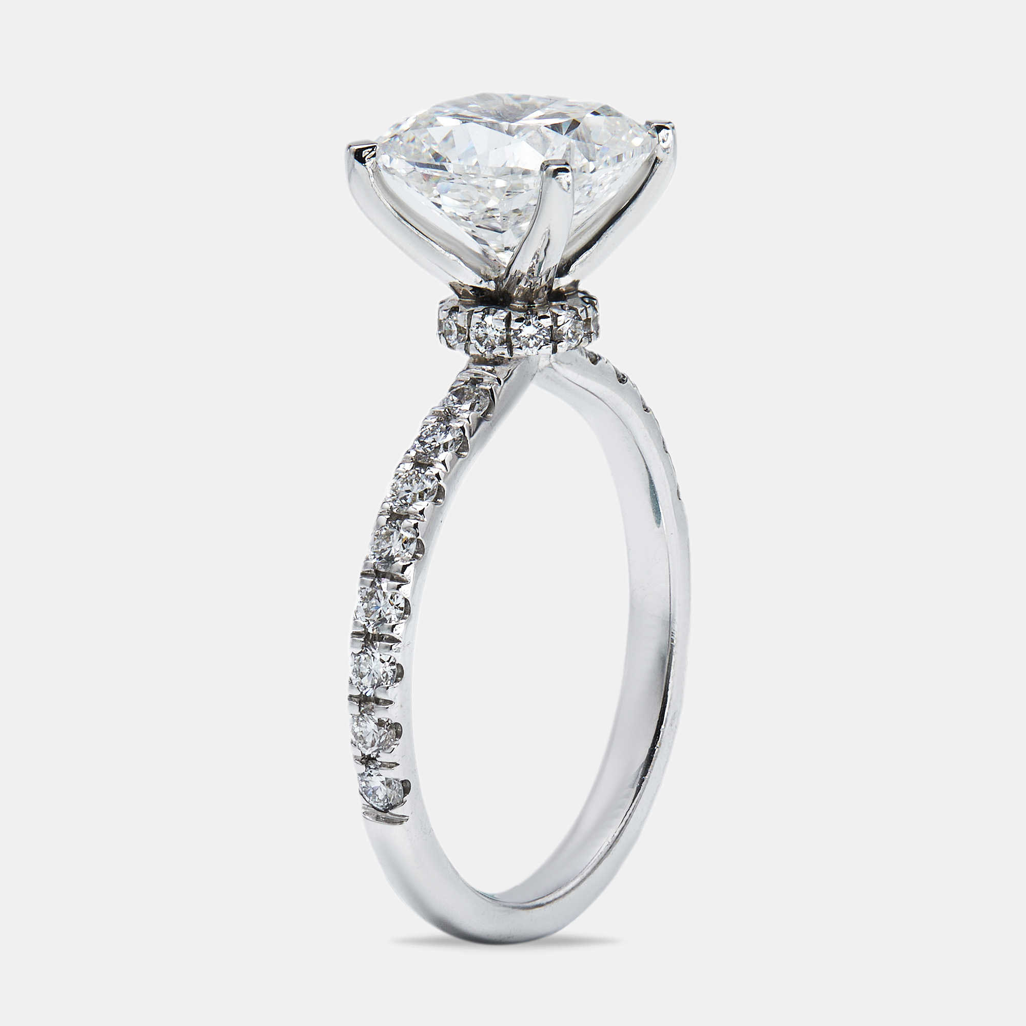 3.50 cts cushion round cut 18k white gold lab grown diamonds ring size 52