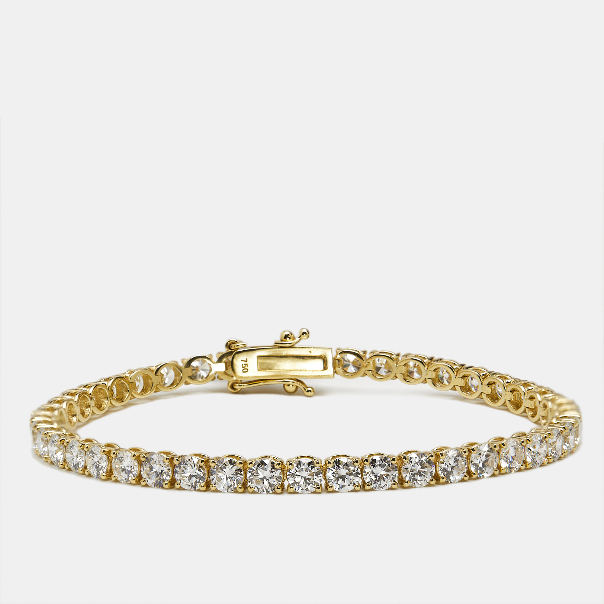 7.30 cts round brilliant lab grown diamonds 18k yellow gold tennis bracelet