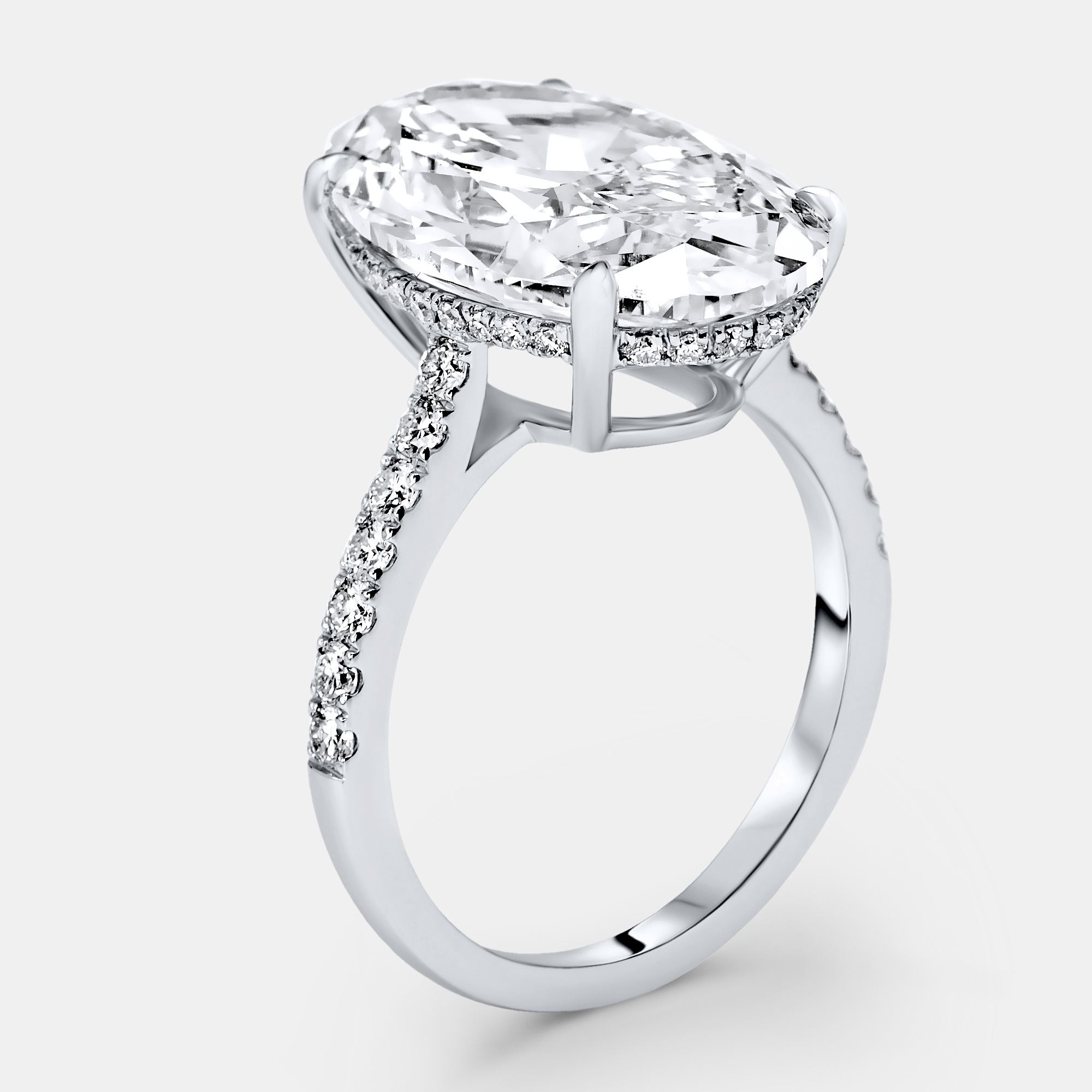 8.40 cts oval brilliant and round lab grown diamonds 18k white gold ring size 51