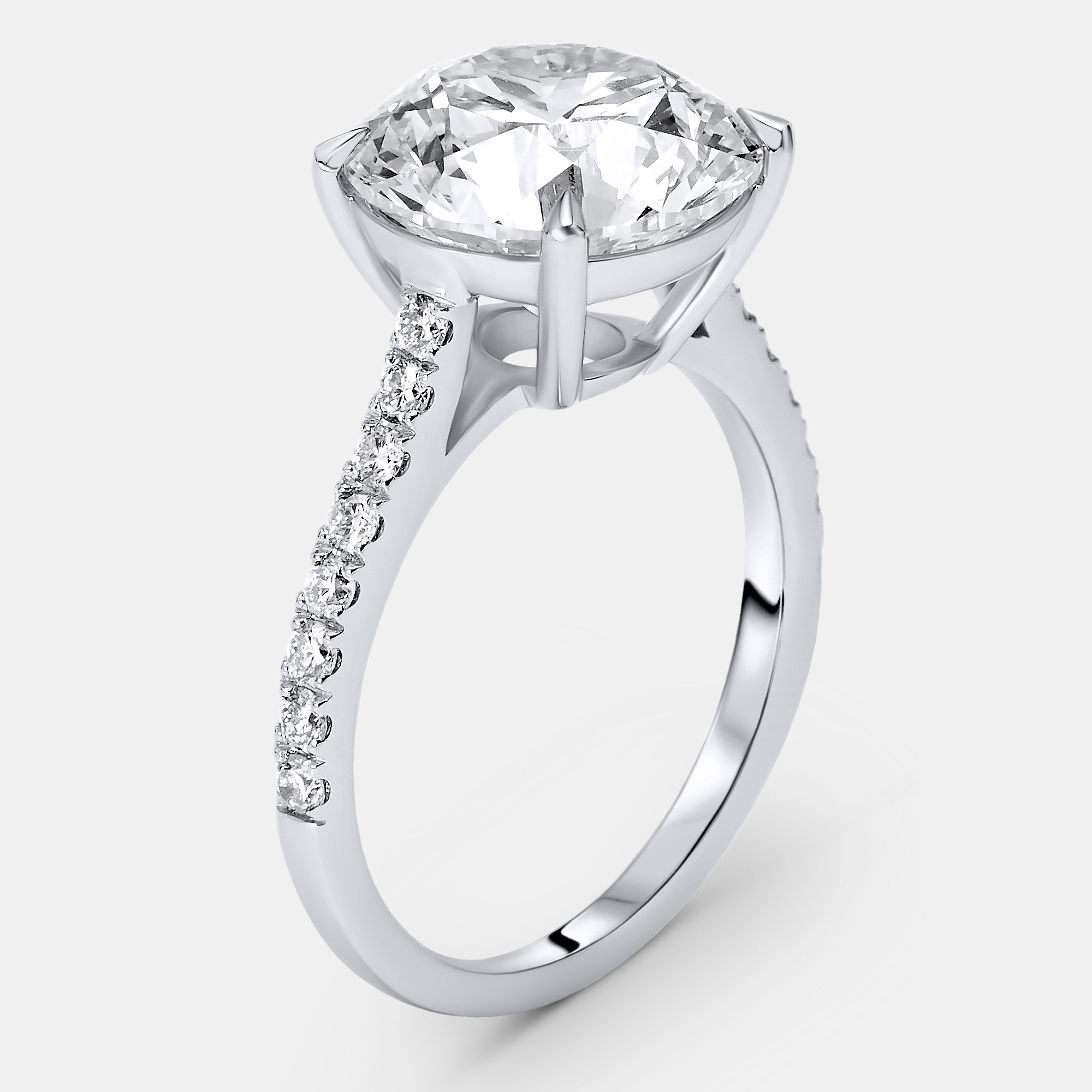 3.30 cts round brilliant lab grown diamonds 18k white gold ring size 52