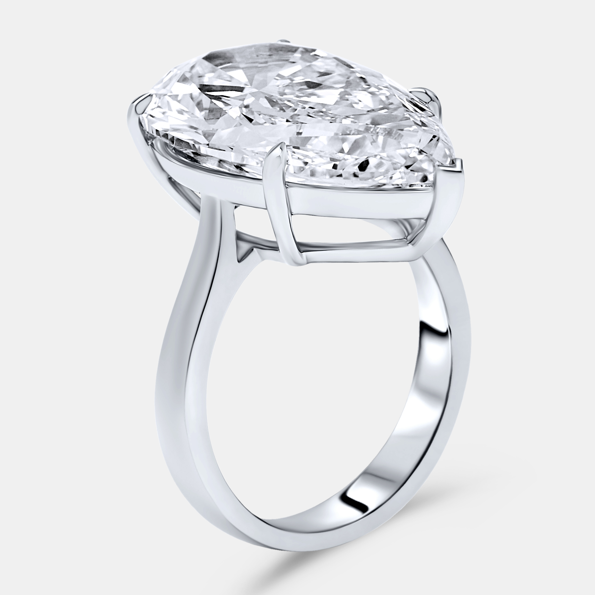 7.00 cts pear brilliant lab grown diamond 18k white gold ring size 53