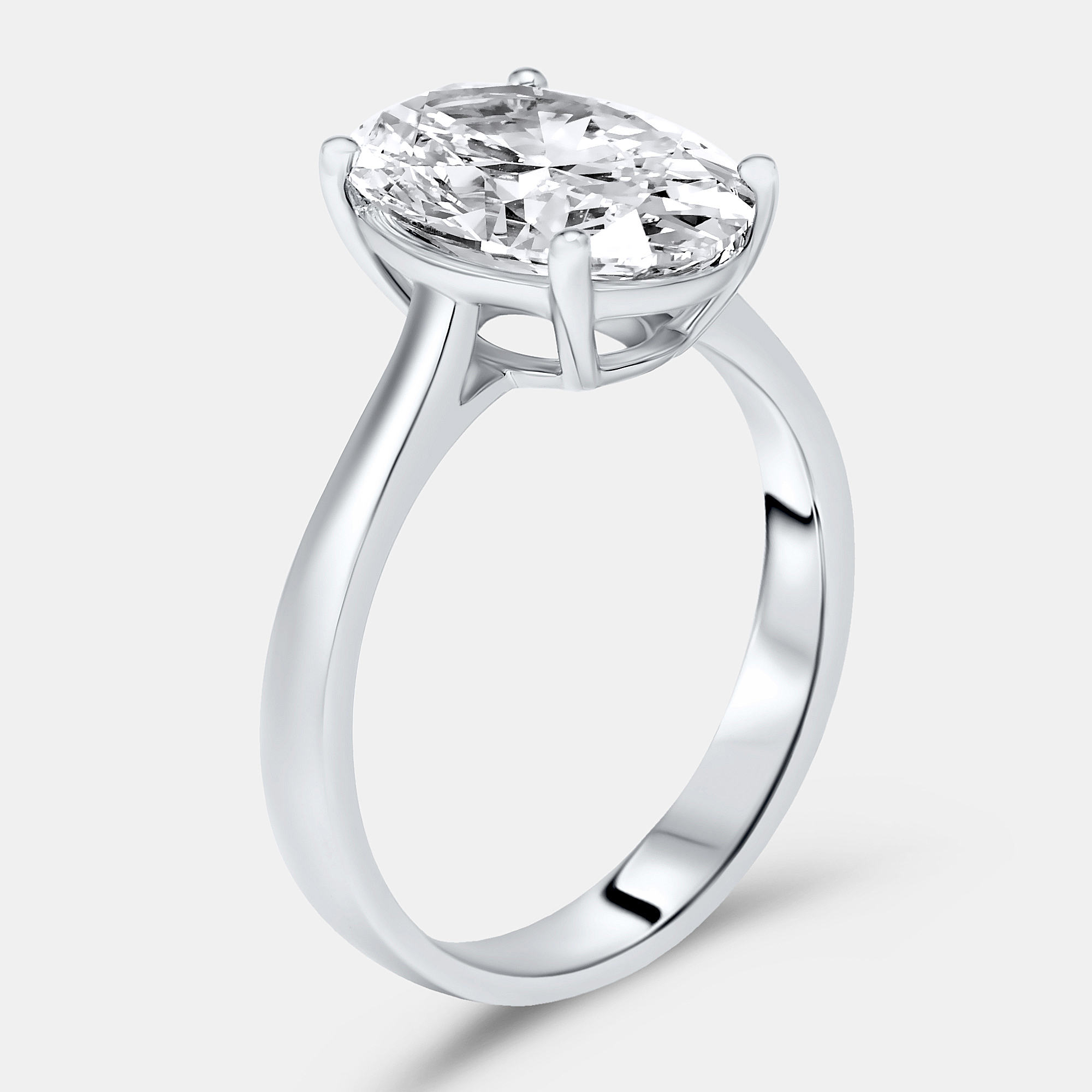 3.00 cts oval brilliant lab grown diamond 18k white gold ring size 53