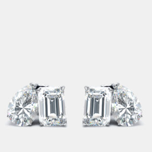 2.00 cts pear and emerald cut lab grown diamonds 18k white gold earrings