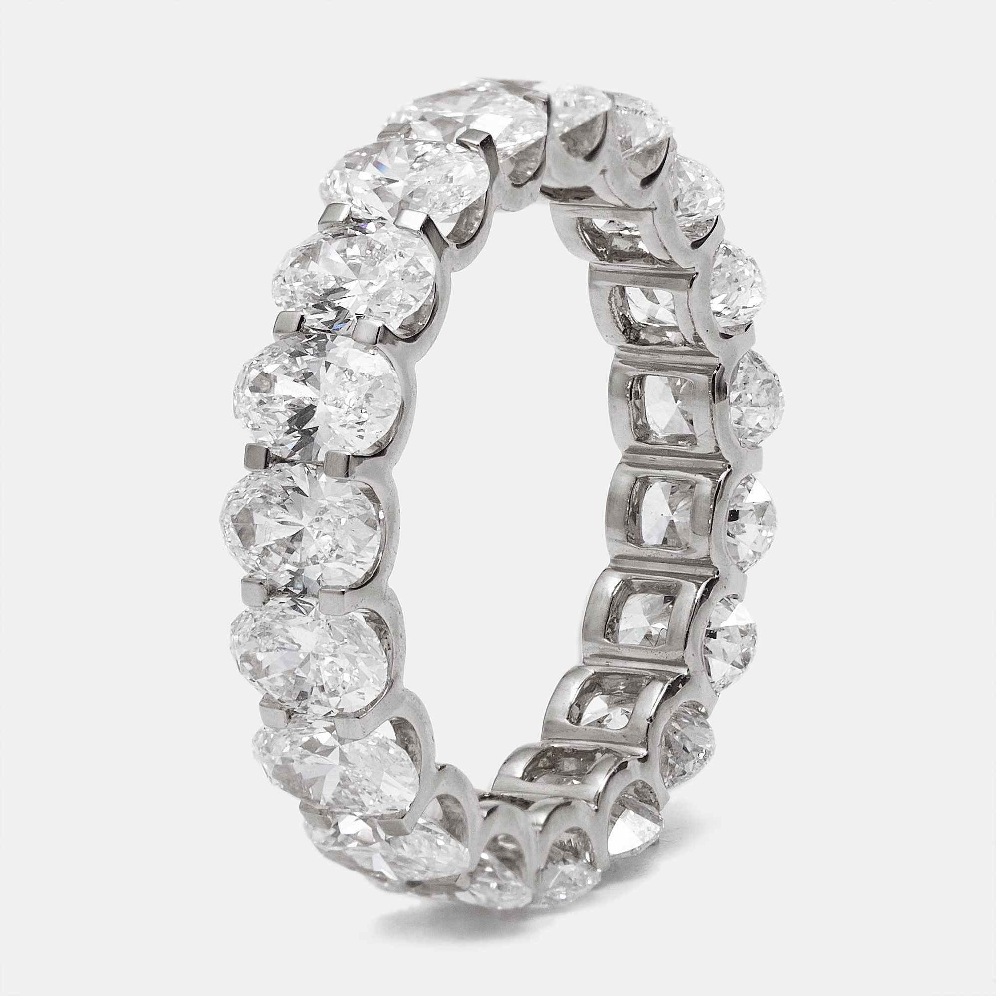 4.80 cts oval brilliant lab grown diamond 18k white gold eternity band ring size 53