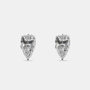 6.00 cts pear brilliant cut 18k white gold lab grown diamonds solitaire stud earrings