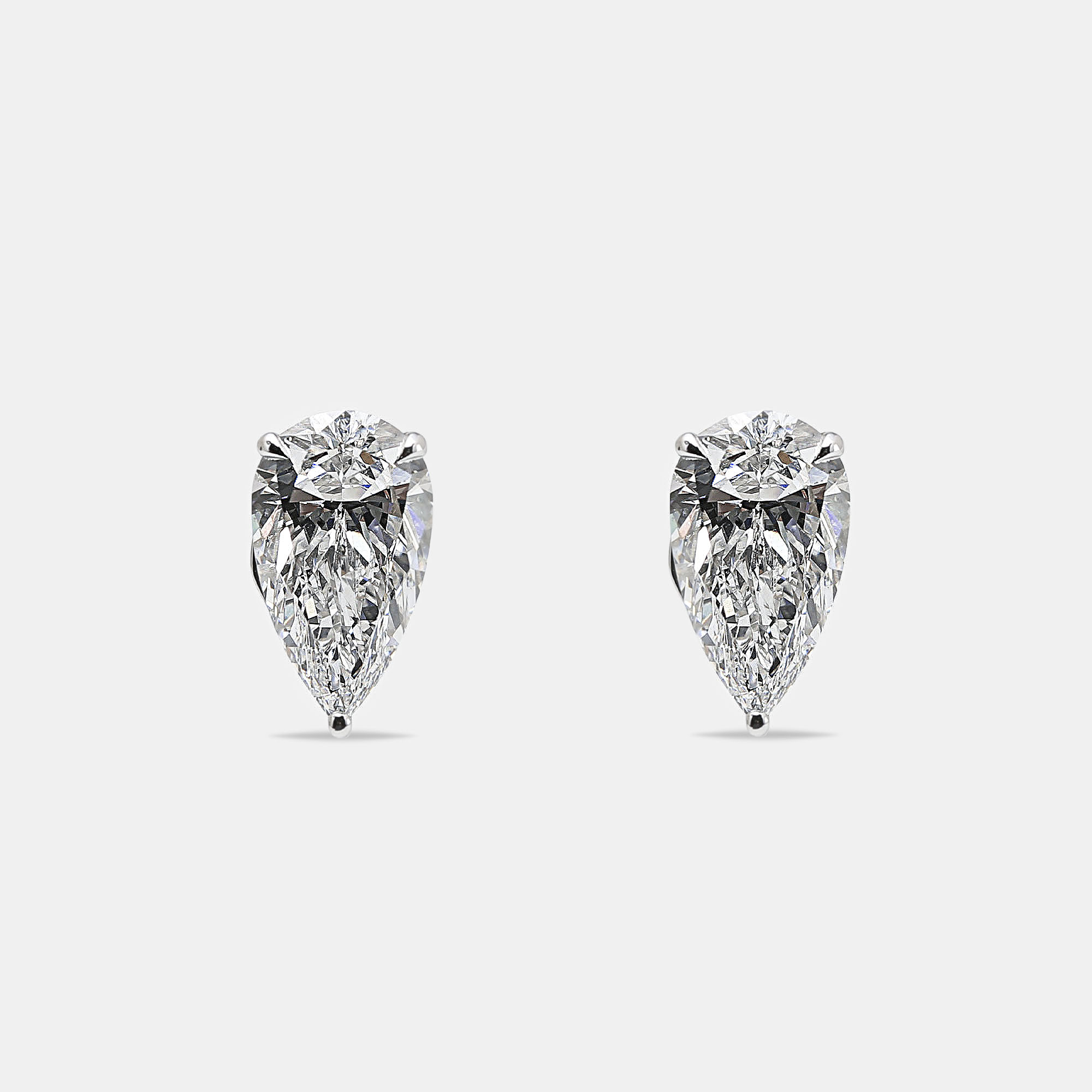 6.00 cts pear brilliant cut 18k white gold lab grown diamonds solitaire stud earrings