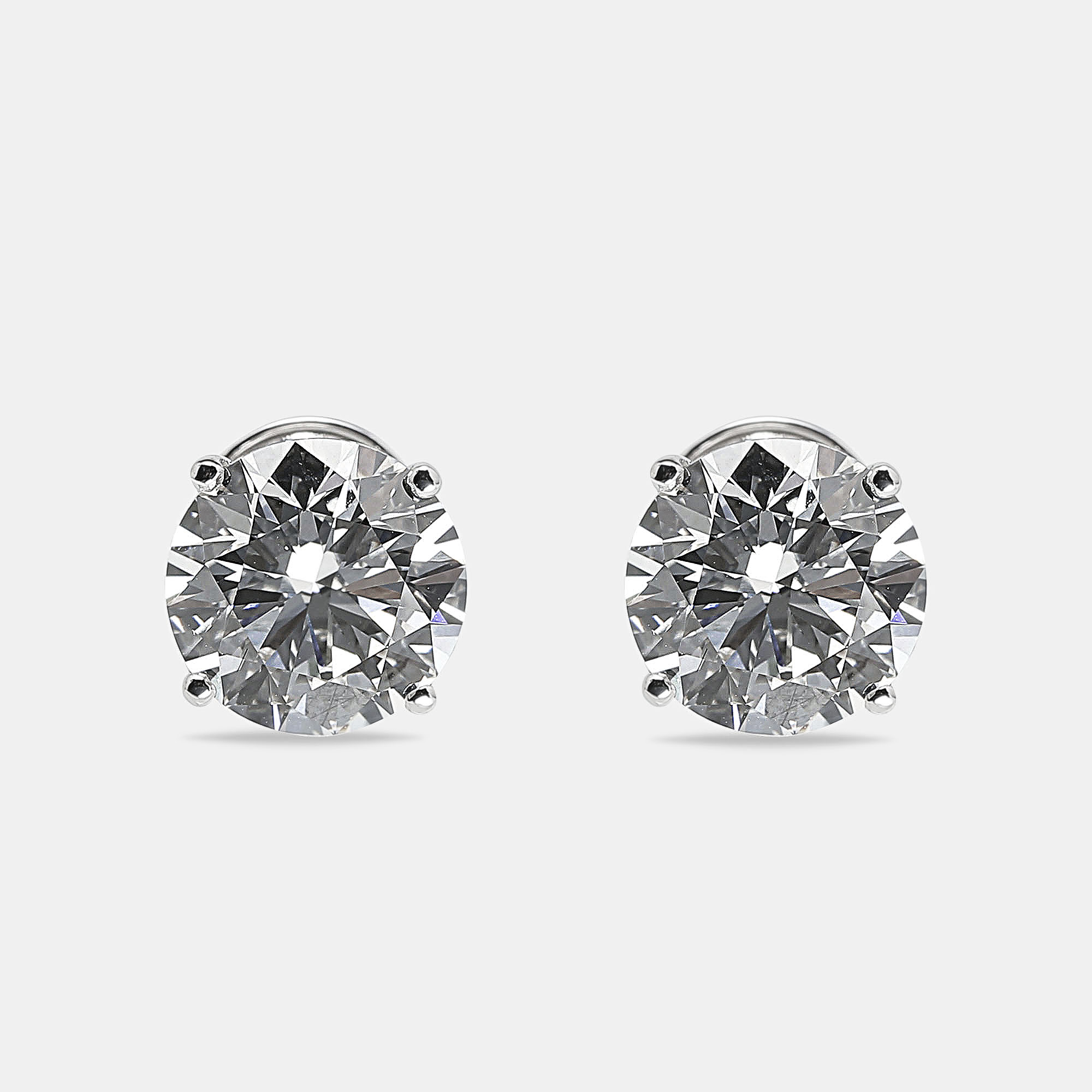 8.00 cts round brilliant cut 18k white gold lab grown diamonds solitaire stud earrings