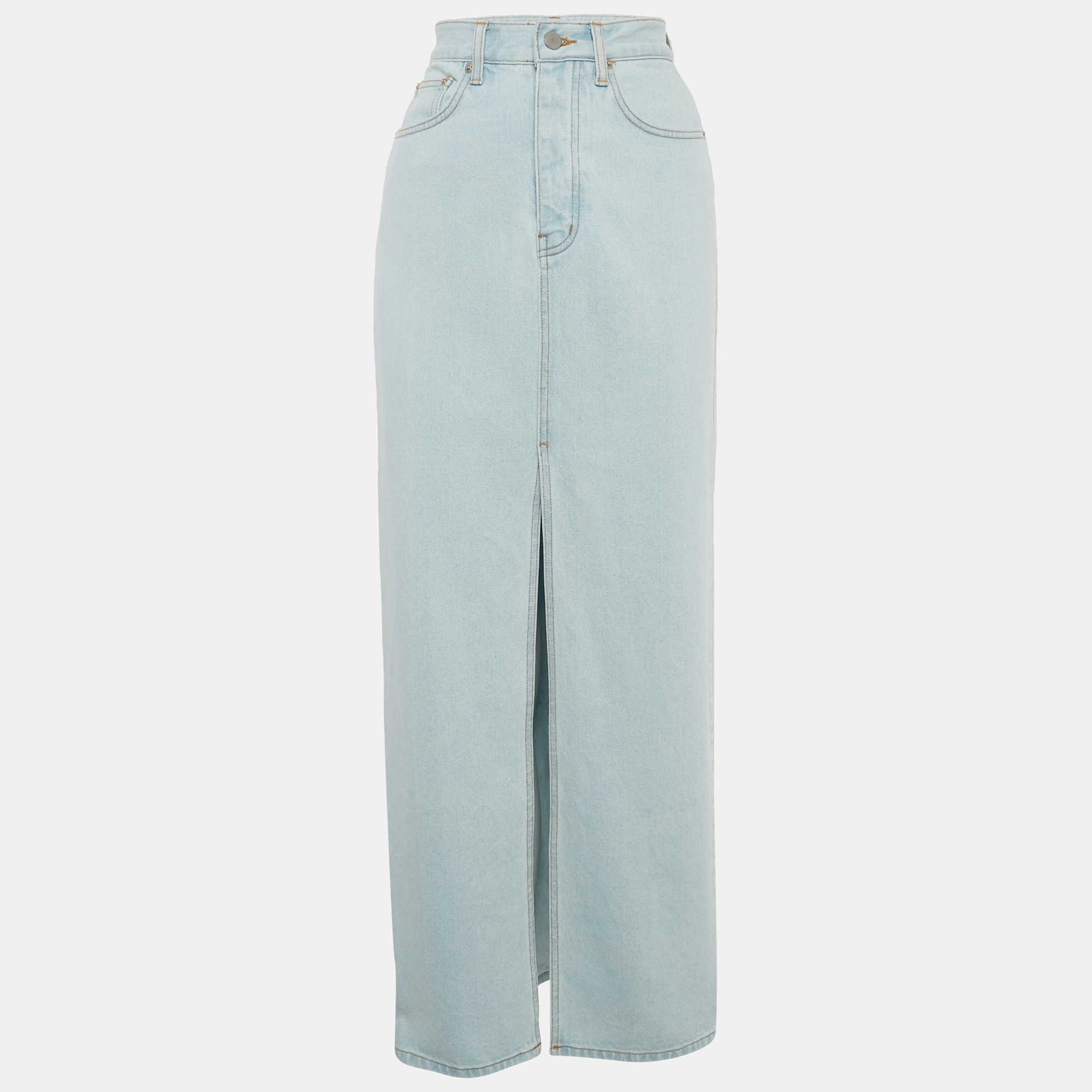 the frankie shop blue denim slit detail maxi skirt s