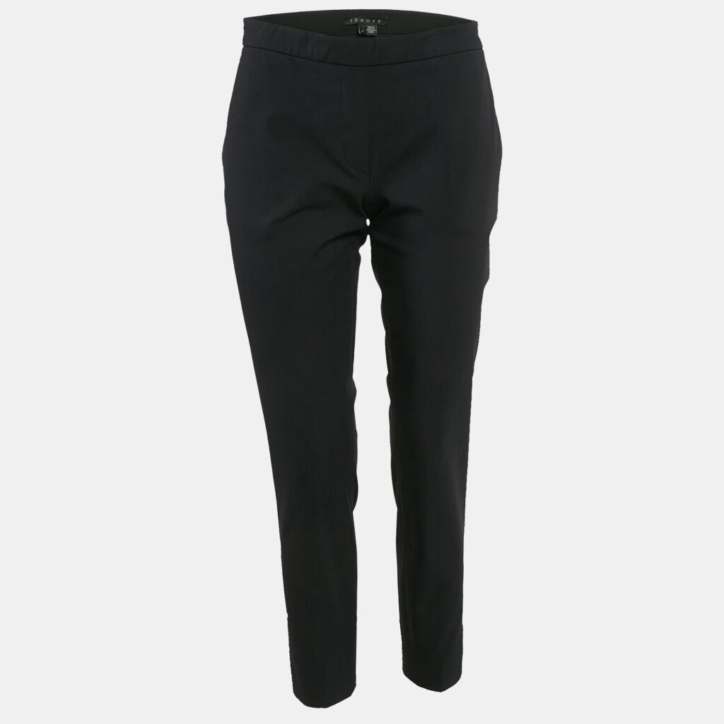 Theory Black Cotton Blend Gabardine Pants S