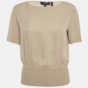 theory sage green crepe top s