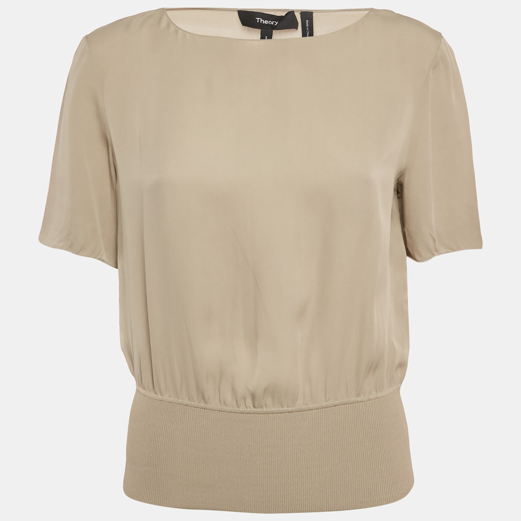 theory sage green crepe top s