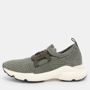 luxury-women-tods-used-shoes-p1201284-002.jpg tod's green stretch knit fabric kate slip on sneakers size 39