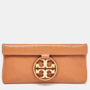 tory burch brown leather miller clutch