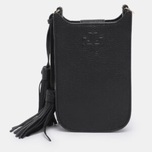 tory burch black leather thea cellphone crossbody bag