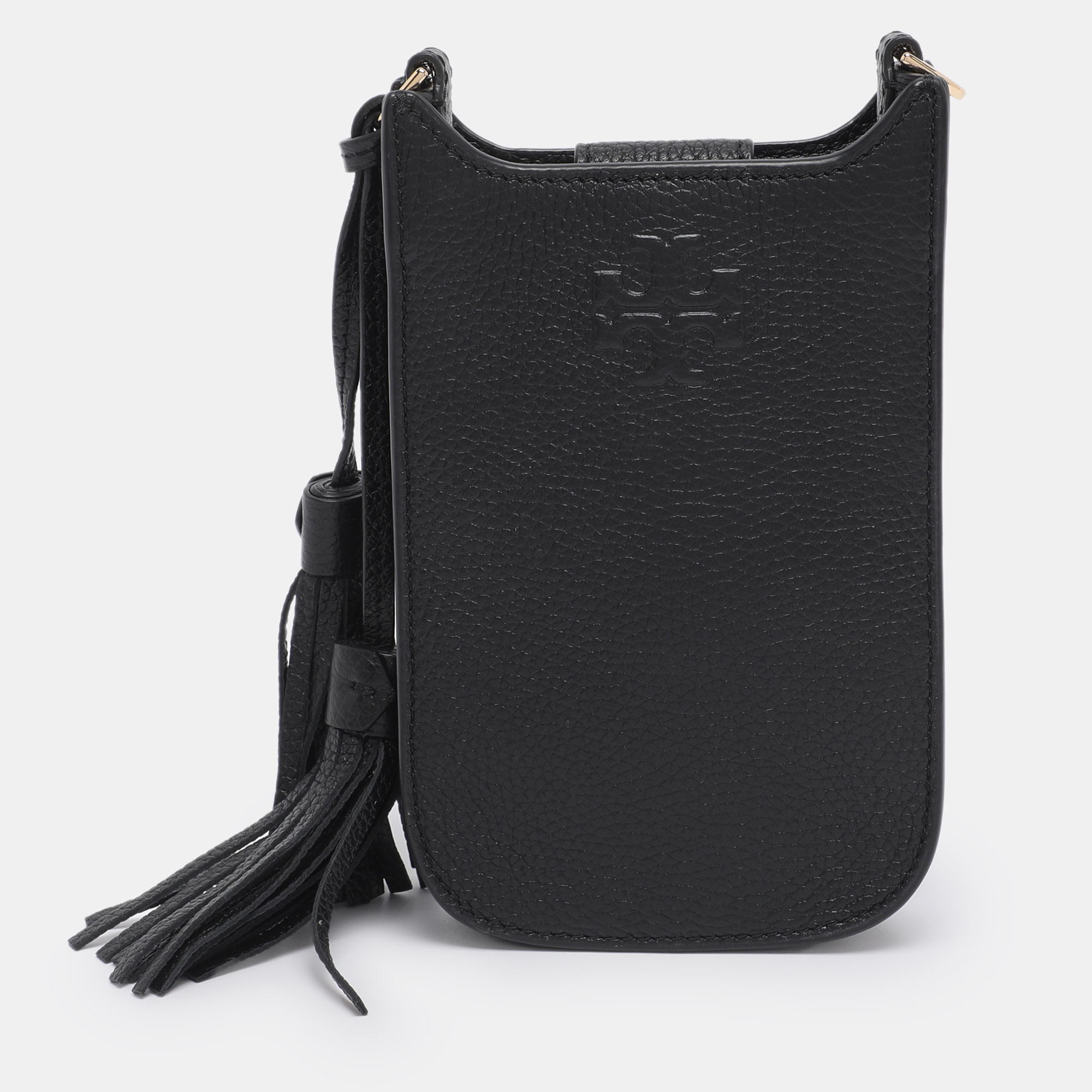 tory burch black leather thea cellphone crossbody bag