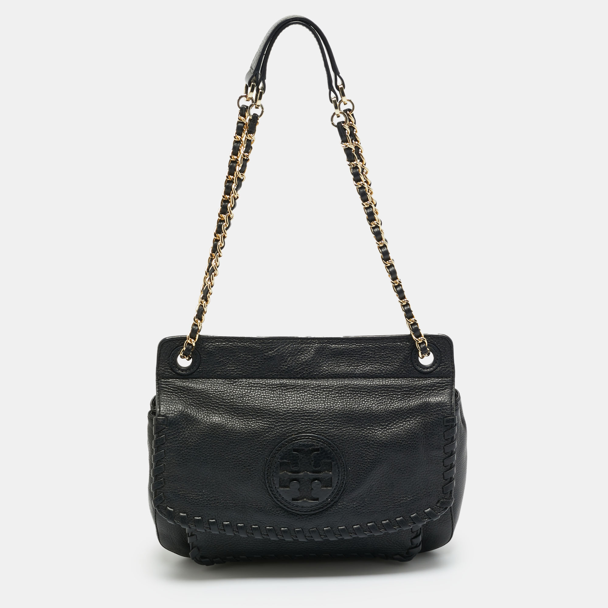 tory burch black leather chelsea shoulder bag