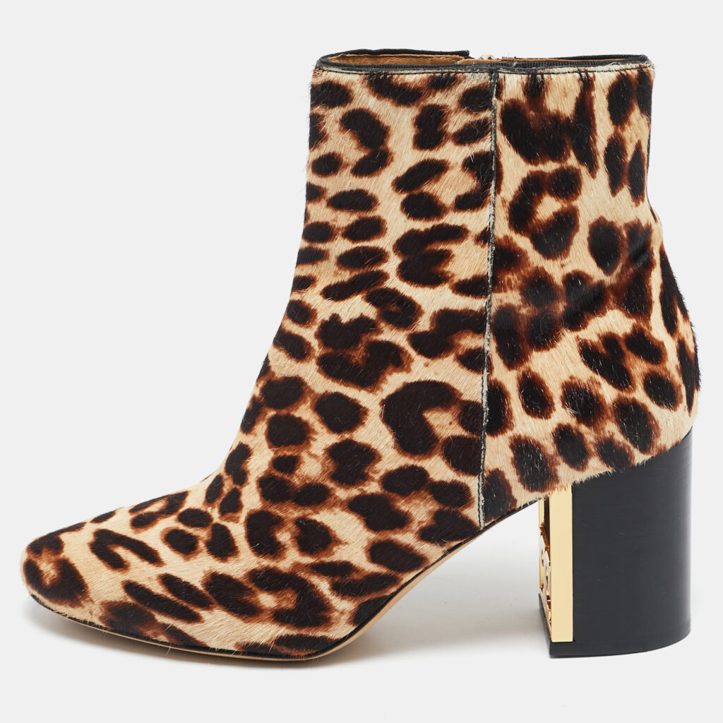 luxury-women-tory-burch-used-shoes-p1133937-007.jpg Tory Burch Brown Calf Hair Leopard Print Gigi Ankle Length Boots Size 36.5