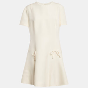 valentino cream crepe bow detail mini dress xl