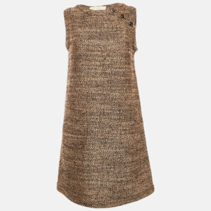 valentino brown/beige tweed sleeveless mini dress m