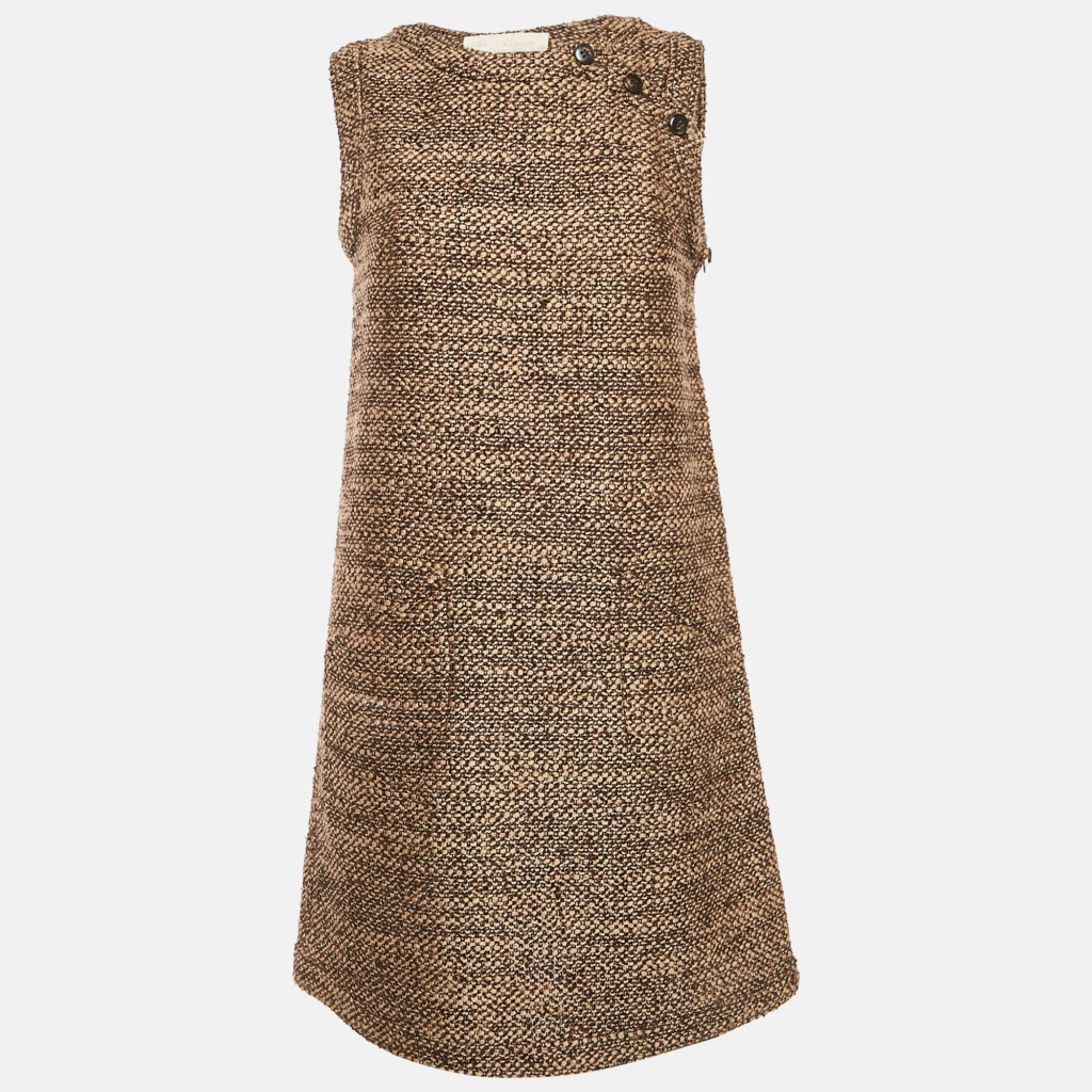 luxury-women-valentino-used-clothes-p1111728-002.jpg Valentino Brown/Beige Tweed Sleeveless Mini Dress M
