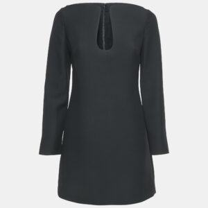 valentino black wool blend neck detail mini dress s