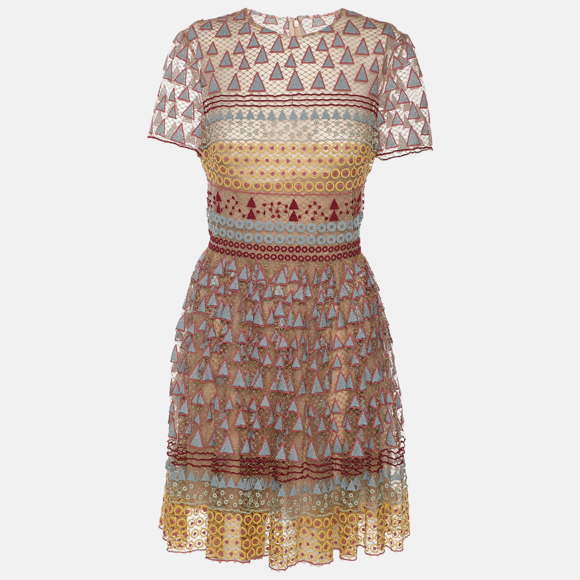 valentino multicolor embroidered knit midi dress m