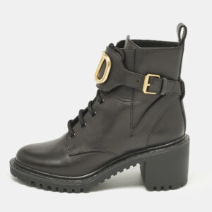 valentino black leather vlogo combat boots size 37.5